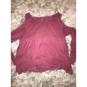Pink long sleeve cold shoulder shirt
